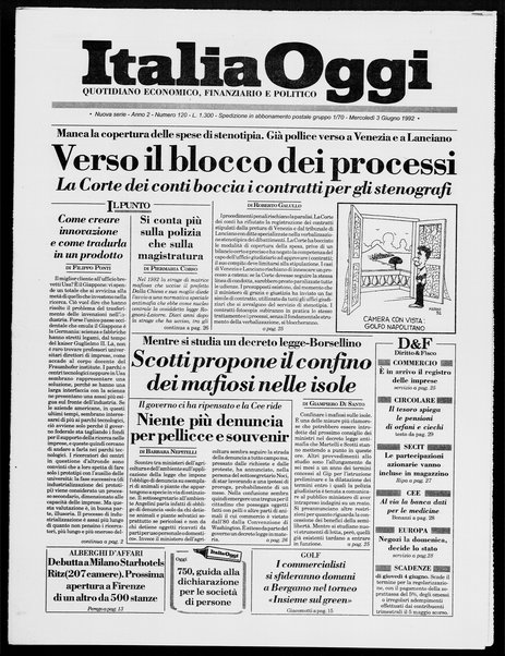 Italia oggi : quotidiano di economia finanza e politica